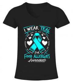 I Wear Teal For Food Allergies Awareness T Shirt