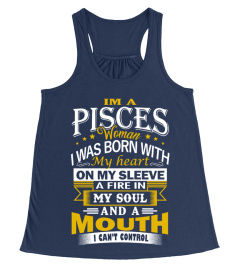 PISCES WOMAN BORN WITH HEART TSHIRT