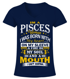 PISCES WOMAN BORN WITH HEART TSHIRT