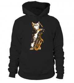 Jazz Cat T-shirt Cool Musician Jazz Player Saxophone
