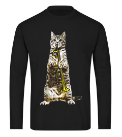 Jazz Cat T-shirt Cool Musician Jazz Player Trumpet