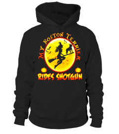 My Boston Terrier Rides Shotgun Halloween Gift T-Shirt