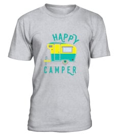 Happy Camper Camping Hiking Retro Trailer RV T-Shirt