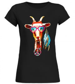 Hippie Goat T-shirt Funny Goat With Sunglasses