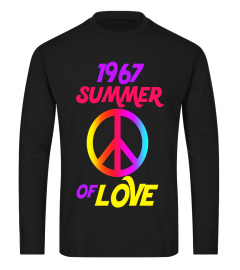 1967 Summer of Love Hippie Peace Sign T-shirt Flower Power