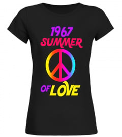 1967 Summer of Love Hippie Peace Sign T-shirt Flower Power