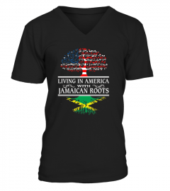 Living In America Jamaican Roots   Jamaica Flag T shirt