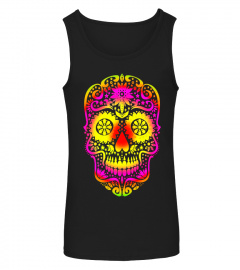 Gothic Stars Sugar Skull - neon colored T-Shirt