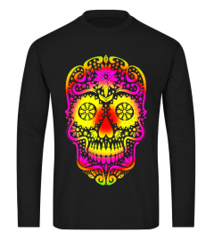 Gothic Stars Sugar Skull - neon colored T-Shirt