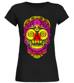 Gothic Stars Sugar Skull - neon colored T-Shirt