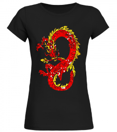 Asian Japanese Chinese Dragon In Red And Gold T-shirt Design