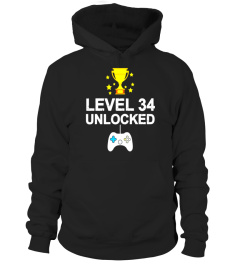 34th Birthday Level 34 Unlocked Funny T-shirt Gift Vintage