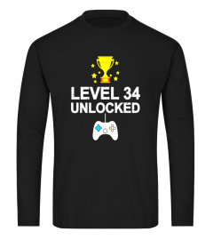 34th Birthday Level 34 Unlocked Funny T-shirt Gift Vintage