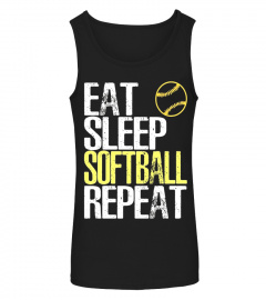 Eat Sleep Softball Repeat T-Shirt Cool Sports Gift Shirt