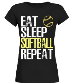 Eat Sleep Softball Repeat T-Shirt Cool Sports Gift Shirt