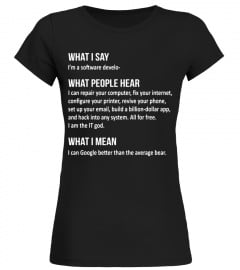 What I Say I'm A Software Developer T-Shirt