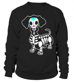 DACHSHUND Halloween T-shirt Skeleton Skull Vintage Retro
