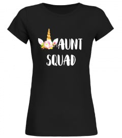 Funny Aunt Squad Gold Unicorn Horn &amp; Flower Crown T Shirt