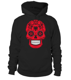 ALBANIAN FLAG SUGAR SKULL WITH ROSES T-S