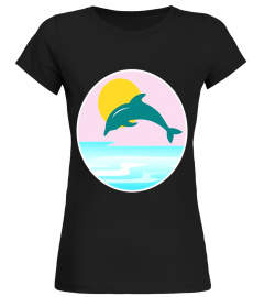 Dolphin At Sunset Funny Margarita Beach Ocean Retired Tee