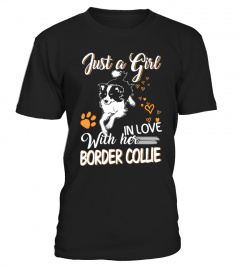 A Girl In Love With Border Collie Dog