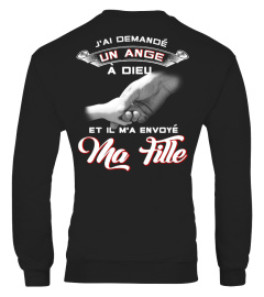 T-SHIRT FILLE PÈRE - J'AI DEMANDÉ UN ANGE À DIEU ET IL M'A ENVOYÉ MA FILLE