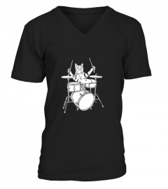 Funny Cat Playing Drums T-shirt