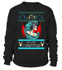 Surfing Ugly Christmas Sweater - Santa Surfboard
