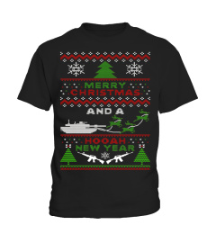 Military Ugly Christmas Sweater Tanks Guns Hooah