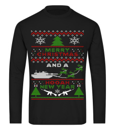 Military Ugly Christmas Sweater Tanks Guns Hooah