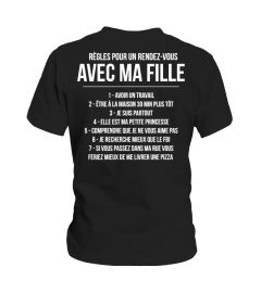 T-Shirt Papa Père - Règles pour un rendez-vous avec ma fille