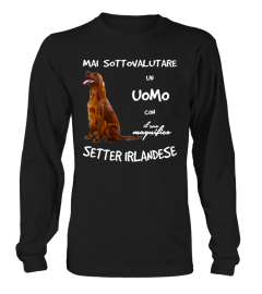 Un UOMO con un SETTER IRLANDESE