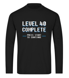 Funny Retro Gamer &quot;Level 40 Complete&quot; 40th Birthday T Shirt