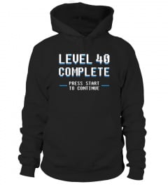 Funny Retro Gamer &quot;Level 40 Complete&quot; 40th Birthday T Shirt