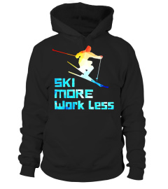 Ski More Work Less t-Shirt Funny Skiing Graphic Gift Tee