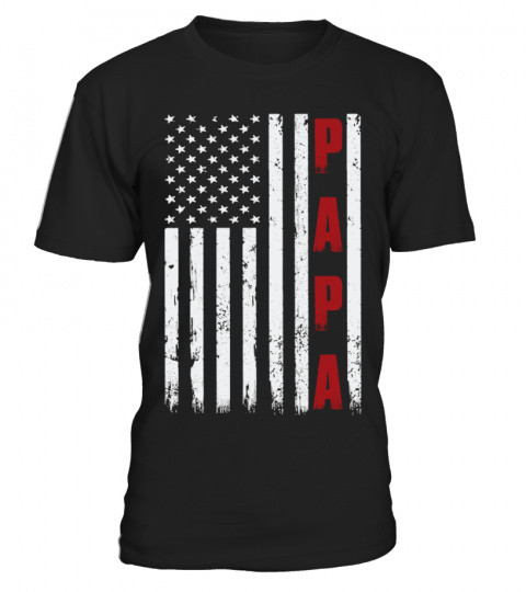 PAPA US Flag Fathers Day 2018 Dad Shirt