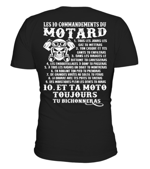 Les 10 commandements du motard t shirt
