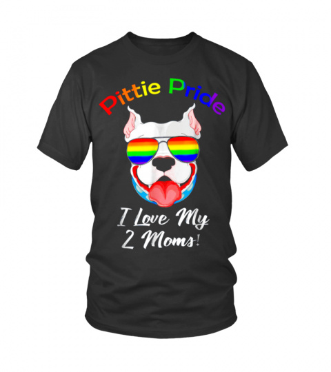 Pitbull Pride T-Shirts I Love My 2 Moms Lgbt T-Shirt