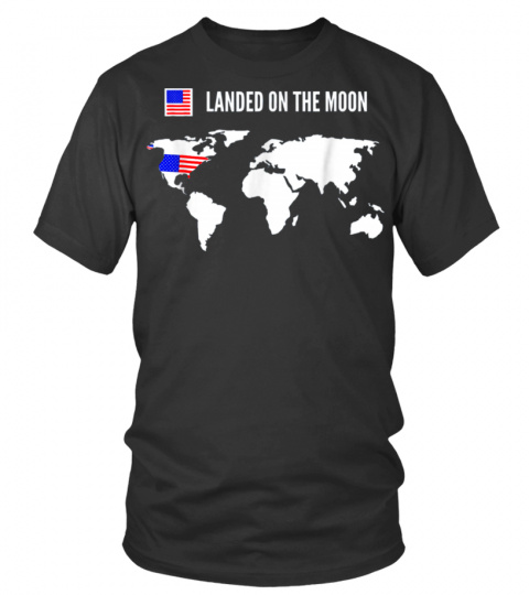 American Flag Funny Moon Landing Usa World Map
