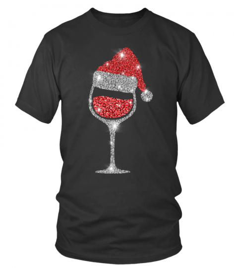 Diamond Wine Glasses Santa Xmas Shirt