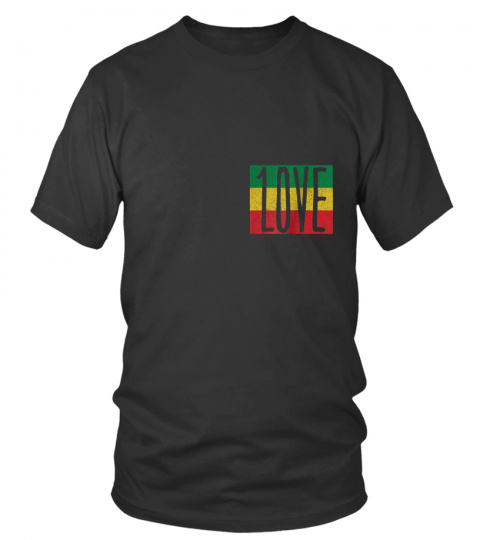 One Love Rasta Flag Reggae T Shirt Vintage Distressed Effect