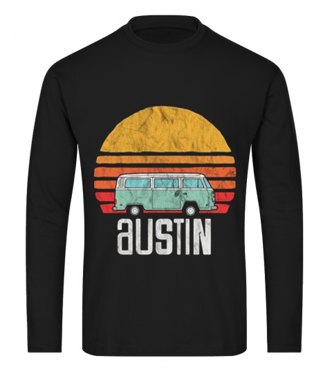 Austin, Texas - Vintage Hippie Van Road Trip T-Shirt