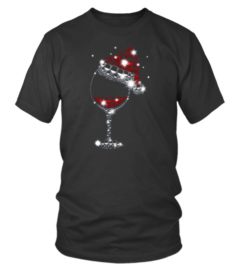 Diamond Wine Glasses Santa T-Shirt