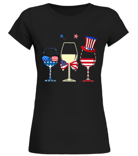 Funny Wine Glass T-Shirt Red White and Blue Costume Gift Shirt