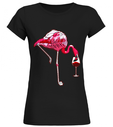 Wine Lover's Pink Flamingo Funny Party Costume Gift T-Shirt
