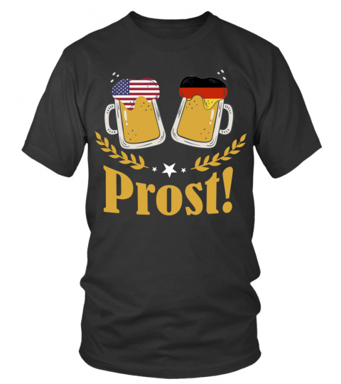 Prost Beer German American Flag T shirt Oktoberfest Men