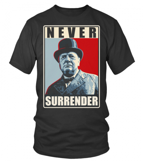 Winston Churchill Never Surrender Union Jack T-Shirt Hoodie