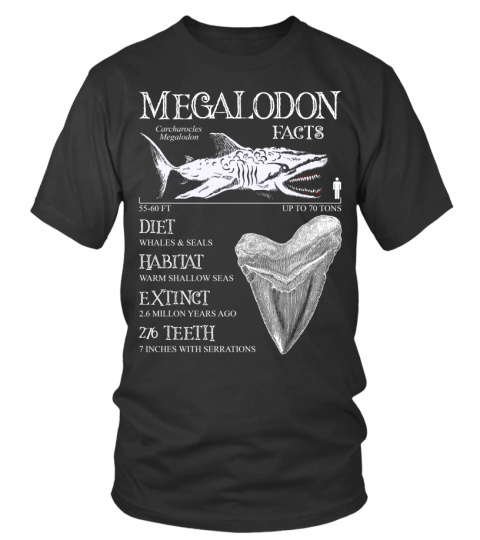 Megalodon T Shirt Meg Facts Funny Shark Lover T-Shirt Gift