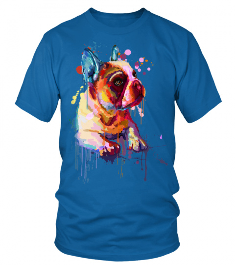 Beautiful Boston Terrier Dog Colorful Splash Portrait Art T-Shirt