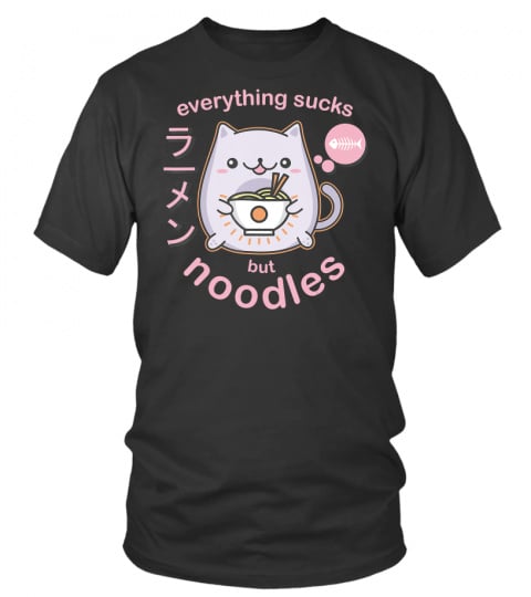 Pastel Goth Ramen Noodle Cat T Shirt - Anime Kawaii Gift